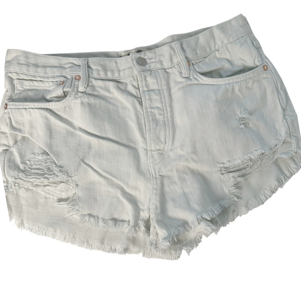 We The Free Denim Shorts Women 30 Light Wash‎ Distressed High Rise Button Fly